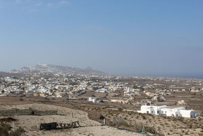 High angle view of townscape against sky