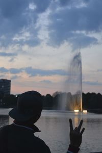 Portrait of silhouette man against sky during sunset