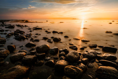 A long exposure seascape on the shores of giske, a small island near aalesund, norway