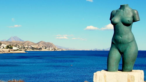 View of sea against blue sky