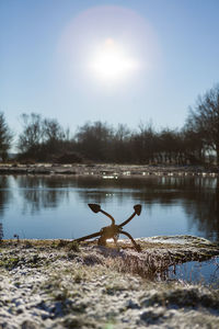 Scenic view of lake against clear sky