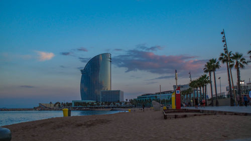 Panoramic view of beach against sky during sunset