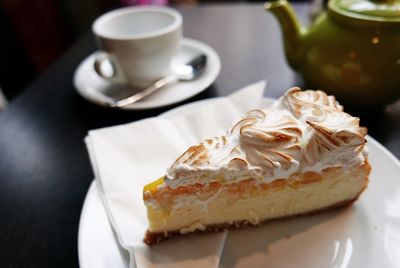 Close-up of served food on table