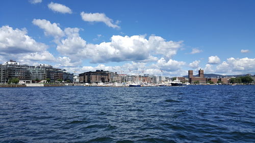 Scenic view of sea against cloudy sky
