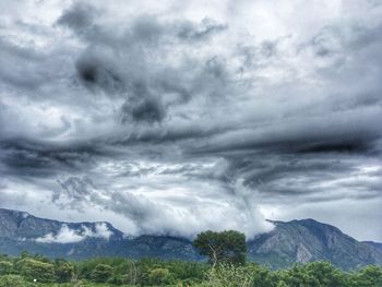 Scenic view of landscape against cloudy sky