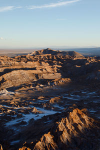 Aerial view of sea and rocks against sky