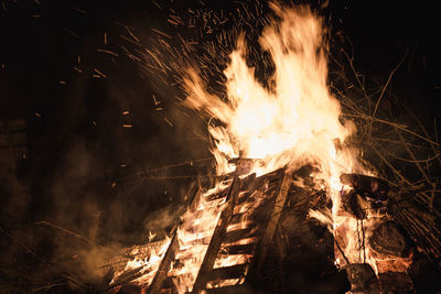 Close-up of fire crackers at night