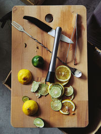 High angle view of breakfast on table