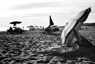 Horse on beach against sky