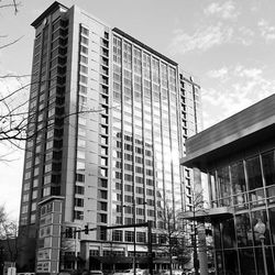 Low angle view of modern building against sky