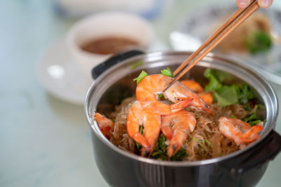 Close-up of meat served in bowl