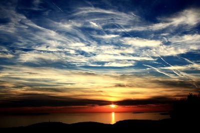 Scenic view of sunset over lake