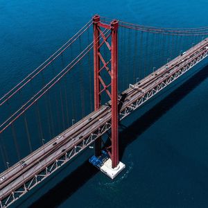 High angle view of suspension bridge