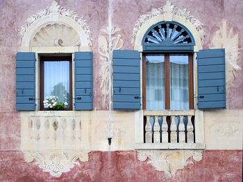 Closed door of building