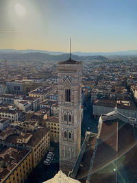 High angle view of buildings in city