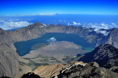 Lake segara anak seen from mount rinjani