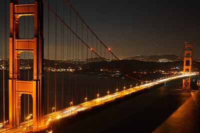 Suspension bridge at night