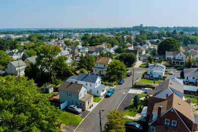 High angle view of townscape against sky