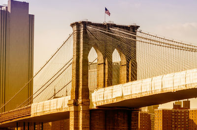 Low angle view of suspension bridge