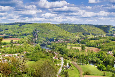 Landscape with valley of lot river, france