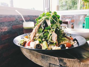 Close-up of salad in plate on table