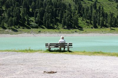 People relaxing in lake