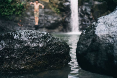 Water splashing on rocks