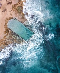 Drone view of sea waves