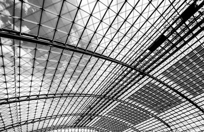 Low angle view of skylight in building