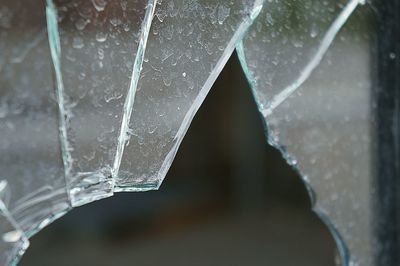 Close-up of raindrops on icicles