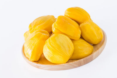 High angle view of fruits on white background