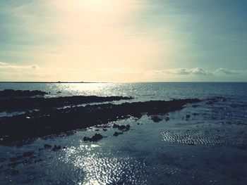 Scenic view of sea against sky at sunset