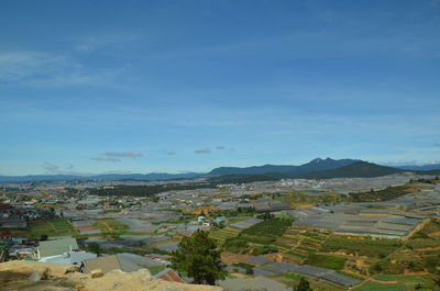 High angle view of townscape against sky