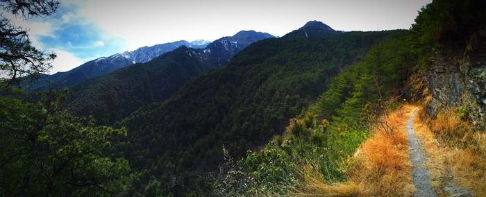 Scenic view of mountains against sky