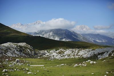 Scenic view of mountains against sky