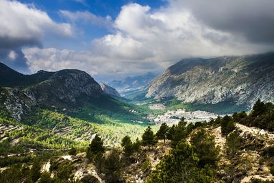 Scenic view of mountains against sky