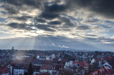 High angle view of townscape against sky