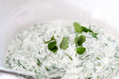 Close-up of leaves in bowl