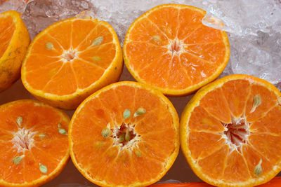 High angle view of orange fruits