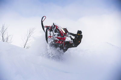 High angle view of person in snow