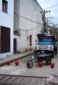 Cars on building