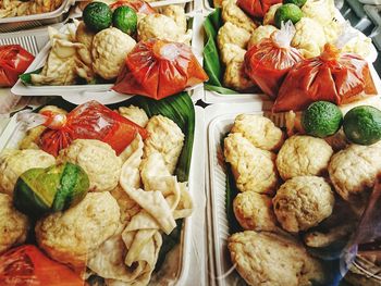 High angle view of food on table