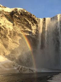 Waterfalls with rainbow in iceland