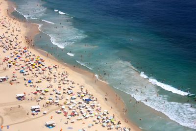 High angle view of people on beach