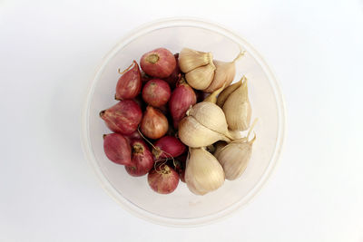 High angle view of fruits in plate