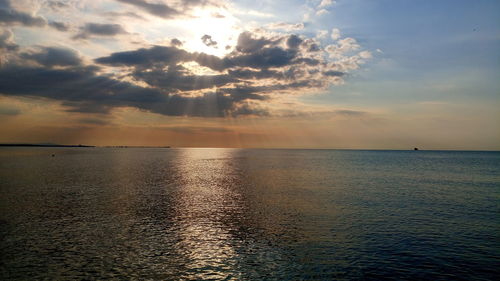 Scenic view of sea against cloudy sky