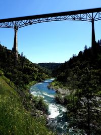 Bridge over river against clear sky