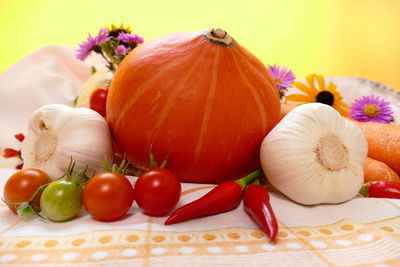 Close-up of tomatoes on table