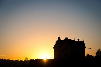 Building against sky during sunset