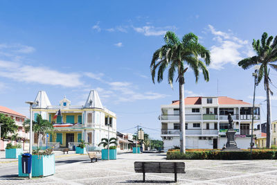 View of the town hall of le moule and main square in guadeloupe